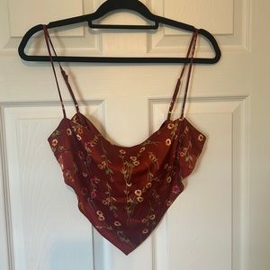 Danielle Bernstein by WeWoreWhat dark red floral bandana top.